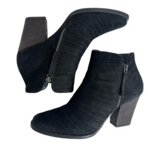 Paul Green Malibu Black Suede Ankle Boots Leather Booties Size 5.5 UK 8 US